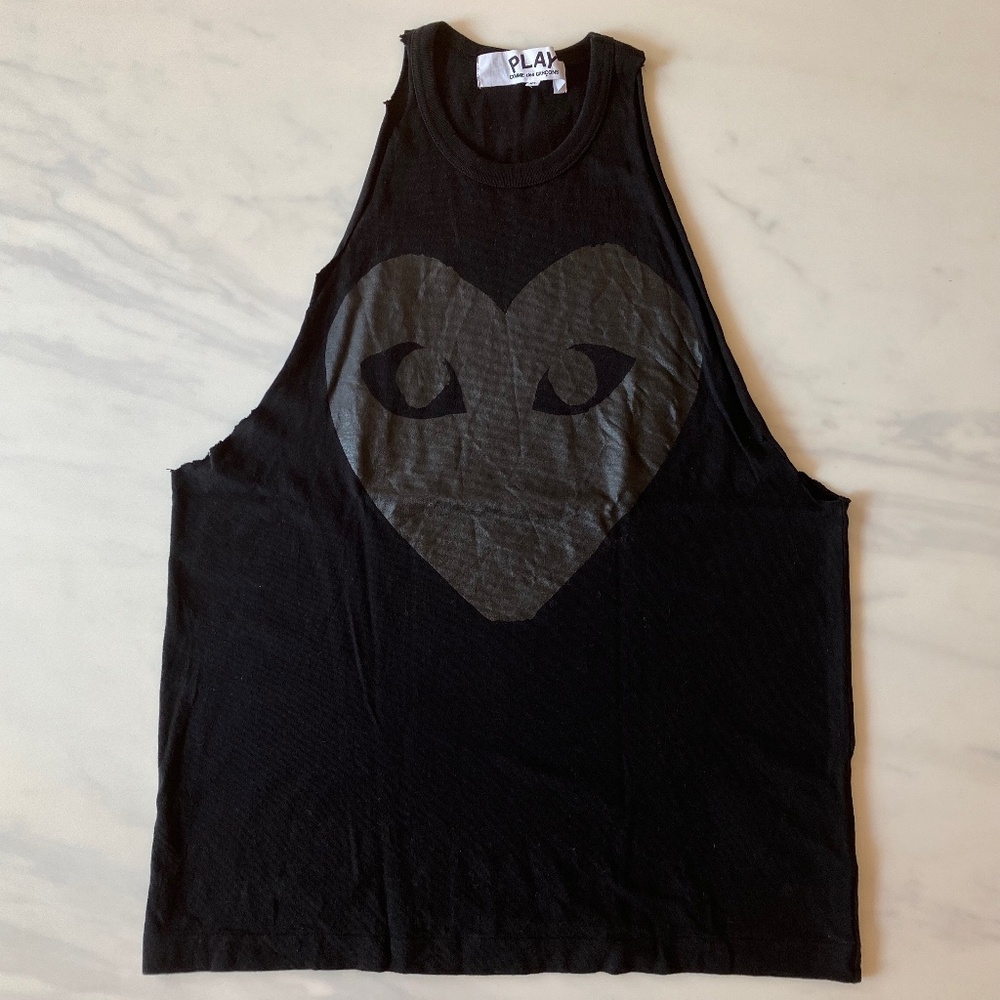 Comme des Garcons PLAY Black Tank Top with Dark Heart Logo